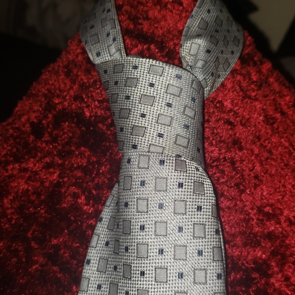 Grey Tie with Square Designs